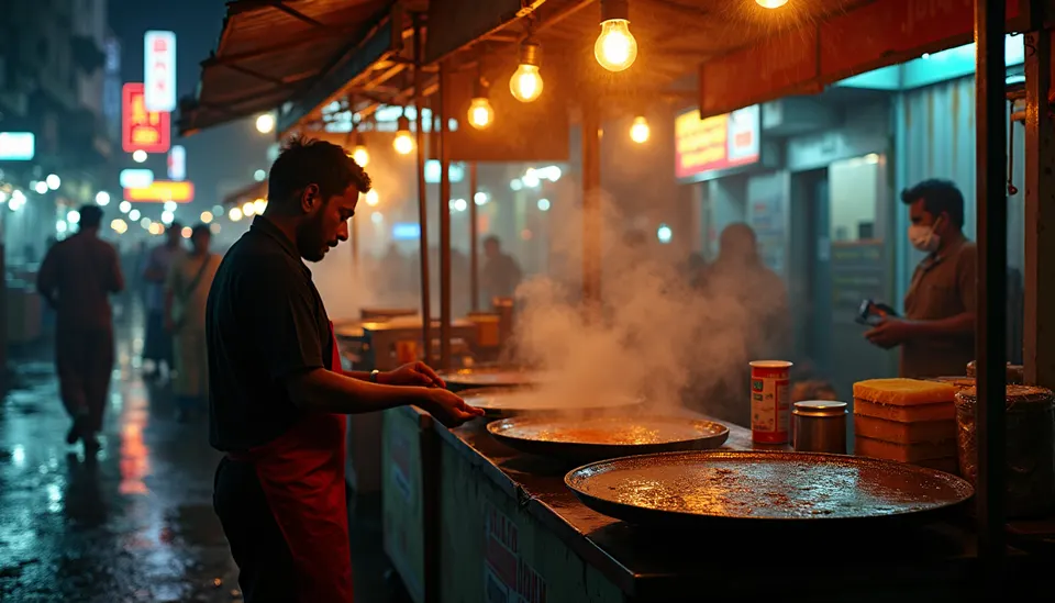 AI video still made with Indian Pixels: Veo 3 Fast — Mumbai street food